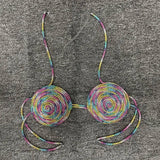 Backless Crystal Diamond Rope Braided Bra