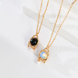 Fluid Moonlight Stone / Obsidian Pearl Pendant Necklace
