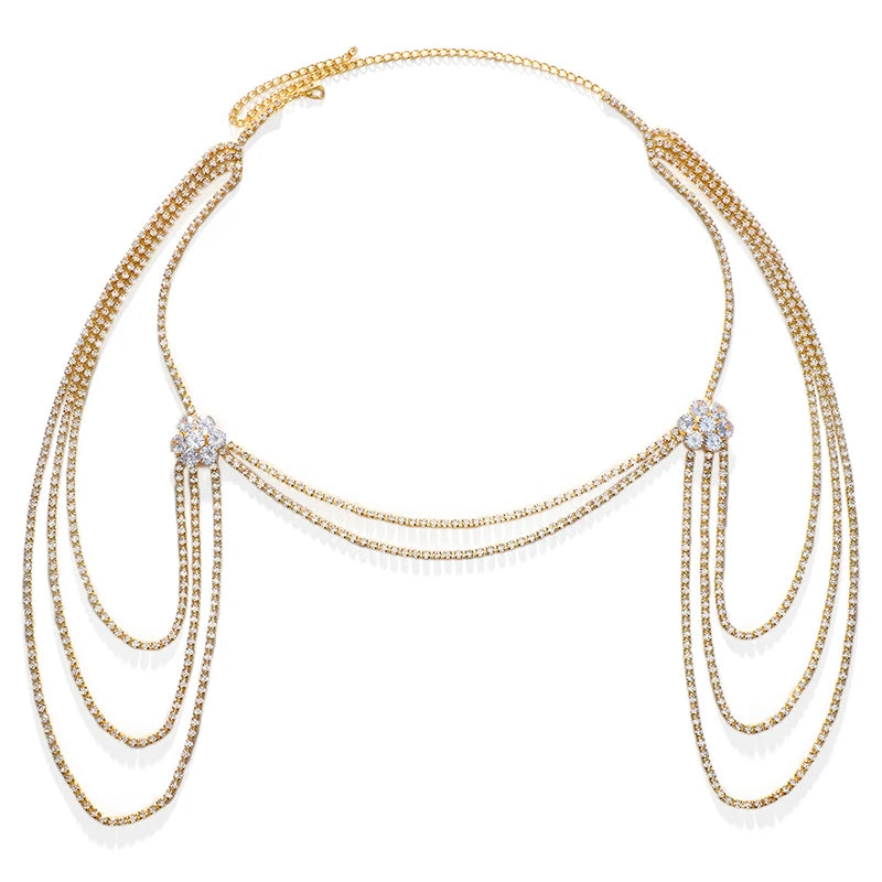 Flower Rhinestone Shoulder Chain