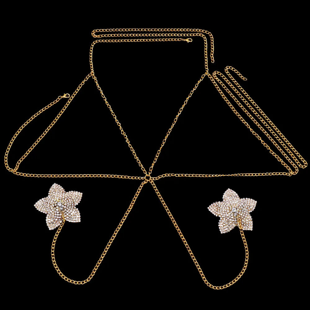Cross Crystal Star Bra w/ Nipple covers