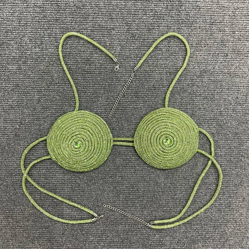 Backless Crystal Diamond Rope Braided Bra