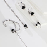 Fluid Moonlight Stone / Obsidian Pearl Pendant Necklace