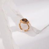 Wide Tiger Eye Stone Ring