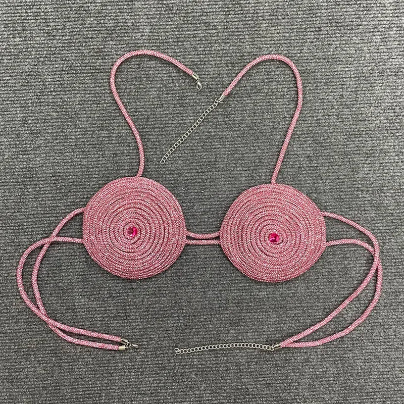 Backless Crystal Diamond Rope Braided Bra