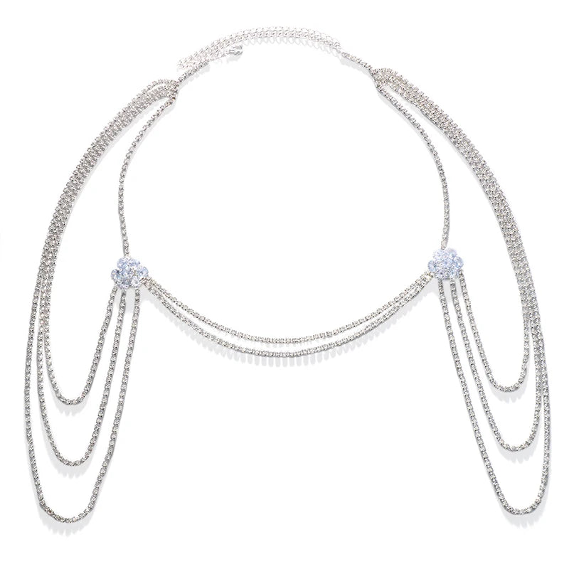 Flower Rhinestone Shoulder Chain