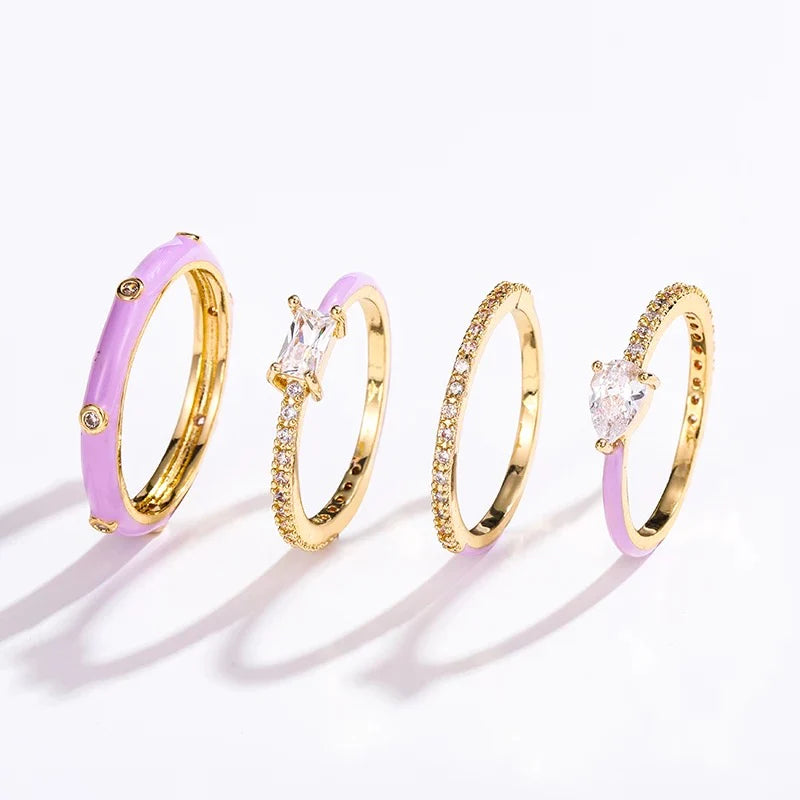 Pastel Glam Ring - Set of 4