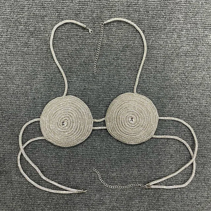 Backless Crystal Diamond Rope Braided Bra