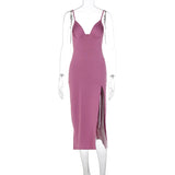 Halle Black Satin Spaghetti Strap Dress