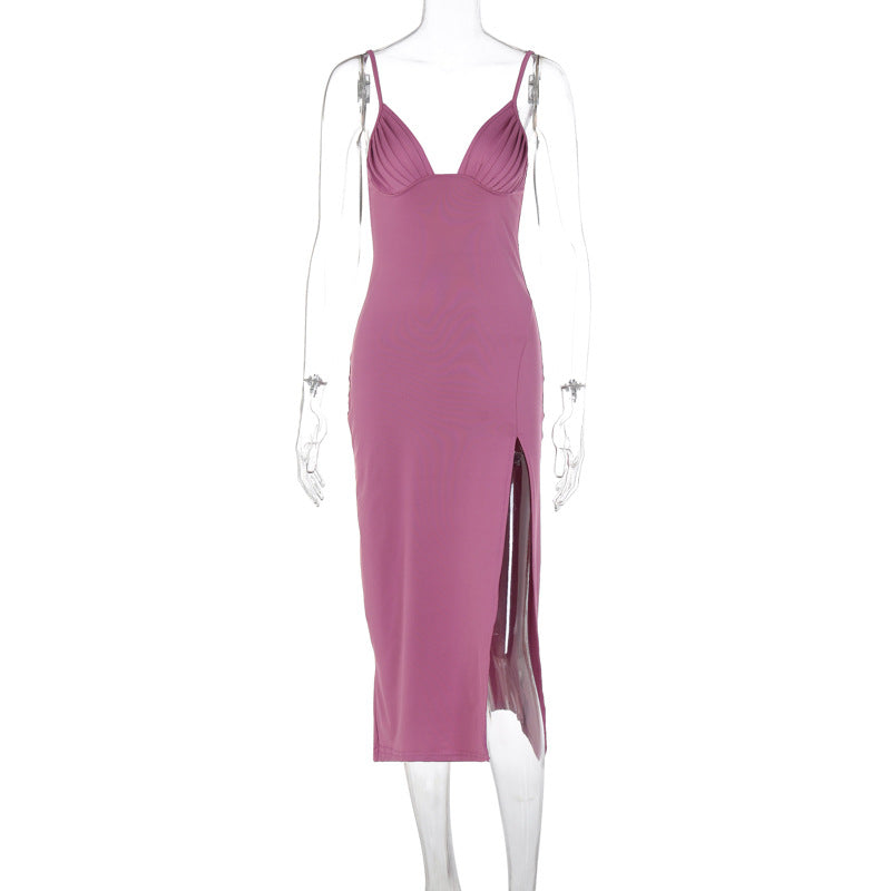 Halle Black Satin Spaghetti Strap Dress