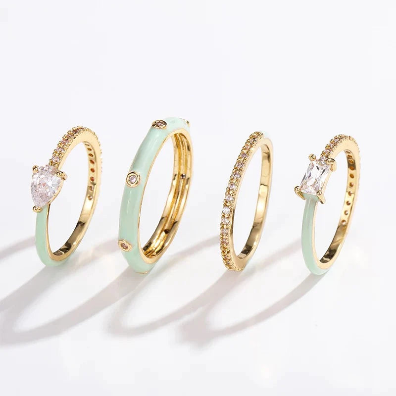 Pastel Glam Ring - Set of 4