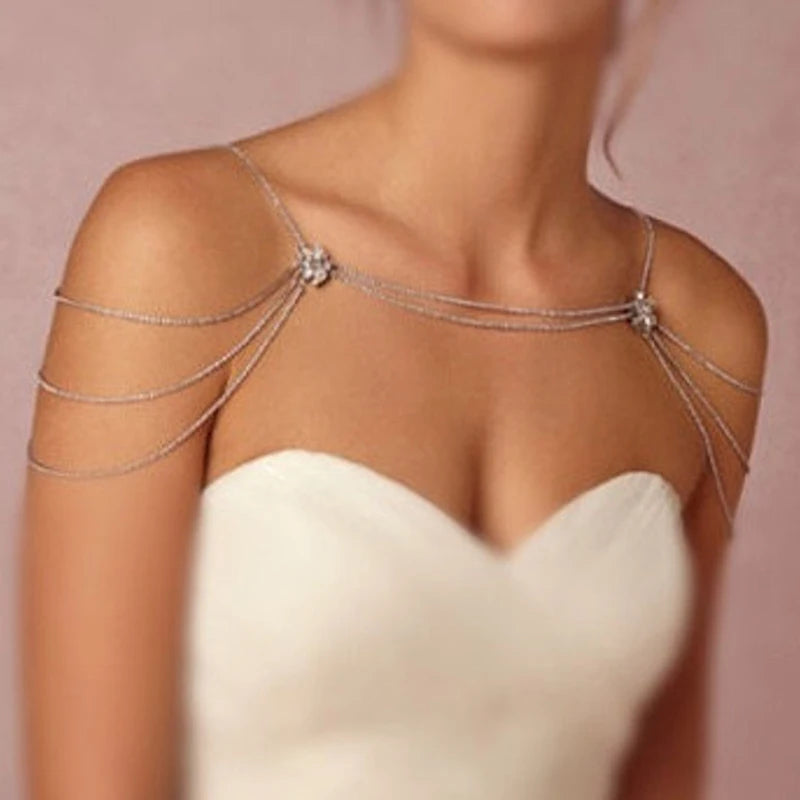 Flower Rhinestone Shoulder Chain