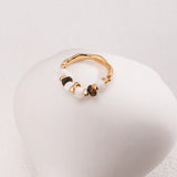 Tiger Eye Stone Silver Shell Ring