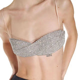 Sexy Spaghetti Strap Sleeveless Rhinestone Ultra Short Tank Top / Bralette