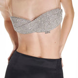 Sexy Spaghetti Strap Sleeveless Rhinestone Ultra Short Tank Top / Bralette