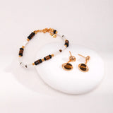 Tiger Eye Stone Mother Shell Bracelet