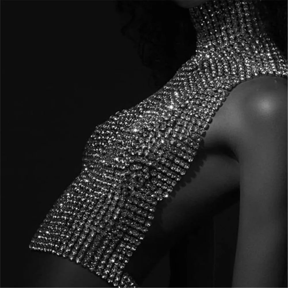 Kalani Rhinestone Backless mock neck top