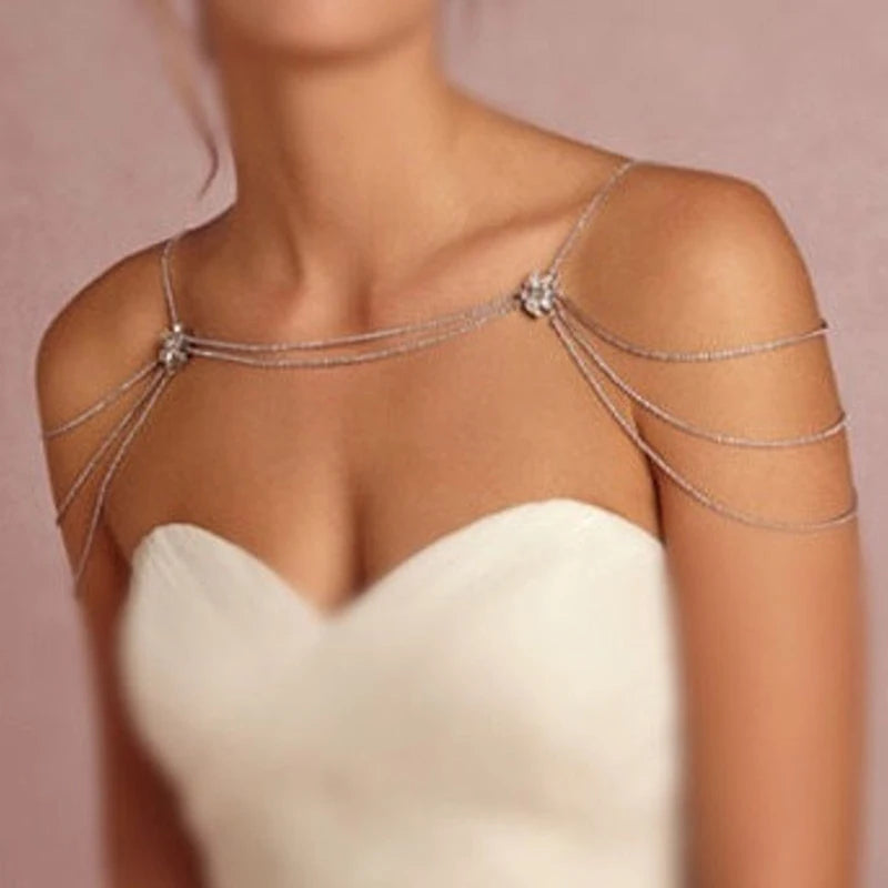 Flower Rhinestone Shoulder Chain