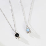 Fluid Moonlight Stone / Obsidian Pearl Pendant Necklace