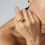 Wide Tiger Eye Stone Ring