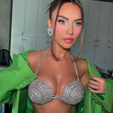 Backless Crystal Diamond Rope Braided Bra
