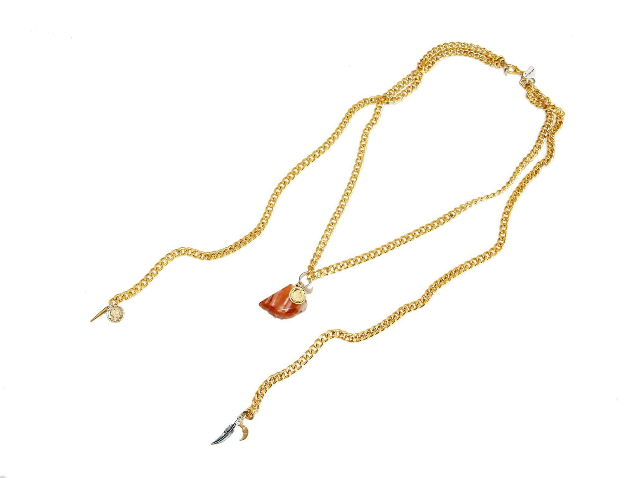 Gold Necklace with Agate Stone