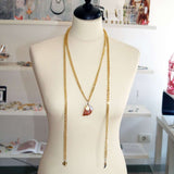 Gold Necklace with Agate Stone